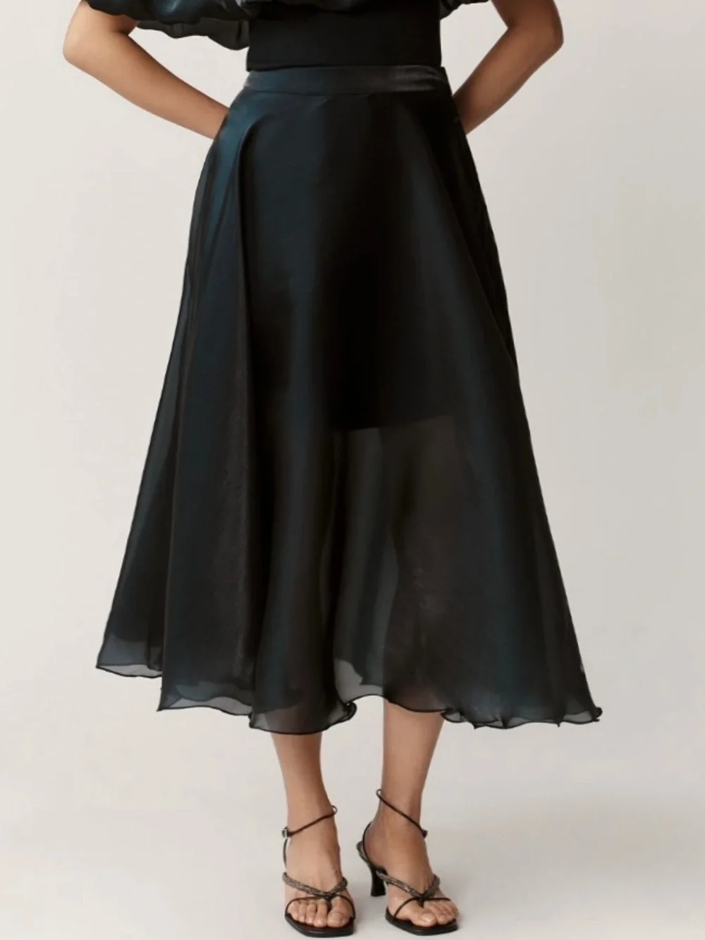 Anthropologie Bl-nk Arleth Black Midi Skirt Medium NWT - Picture 1 of 13